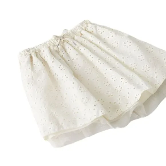 ZARA Kids | Ecru | EMBROIDERED SKIRT WITH TULLE - Picture 4 of 10